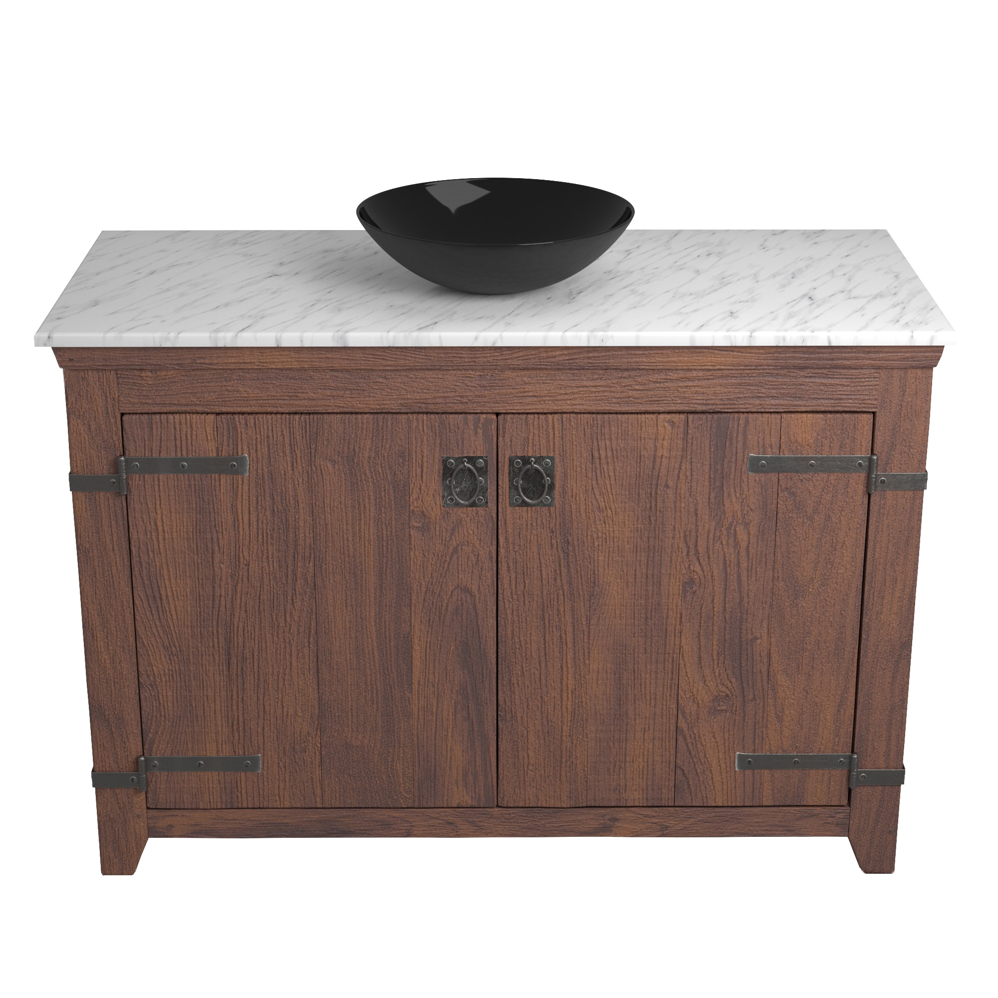 Native Trails 48" Americana Vanity in Chestnut with Carrara Marble Top and Verona in Abyss, No Faucet Hole, BND48-VB-CT-MG-068