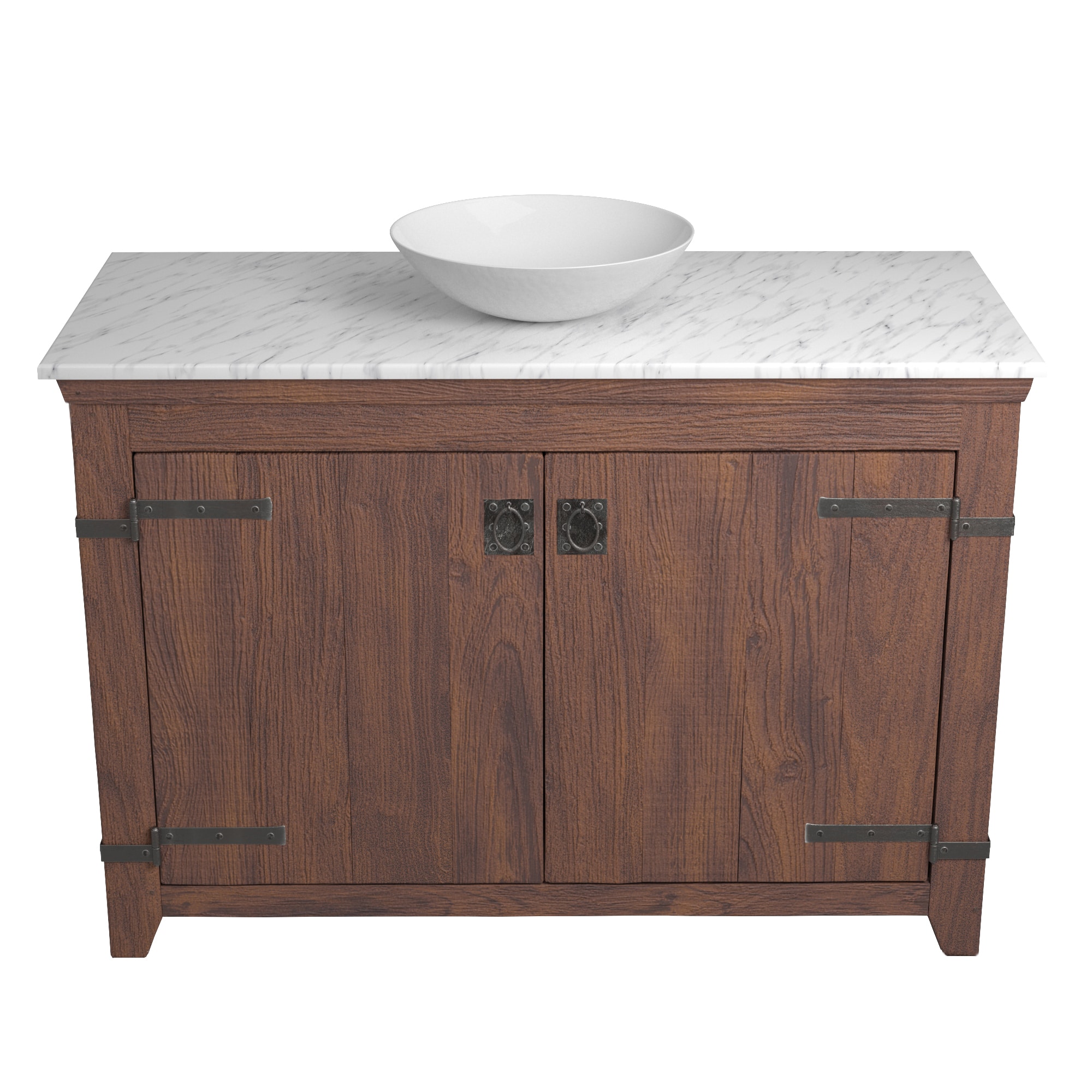 Native Trails 48" Americana Vanity in Chestnut with Carrara Marble Top and Verona in Bianco, Single Faucet Hole, BND48-VB-CT-MG-075