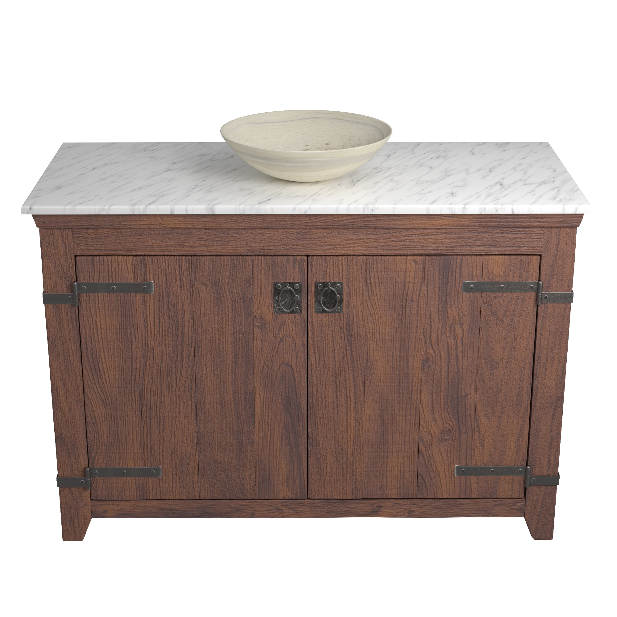 Native Trails 48" Americana Vanity in Chestnut with Carrara Marble Top and Verona in Beachcomber, Single Faucet Hole, BND48-VB-CT-MG-083