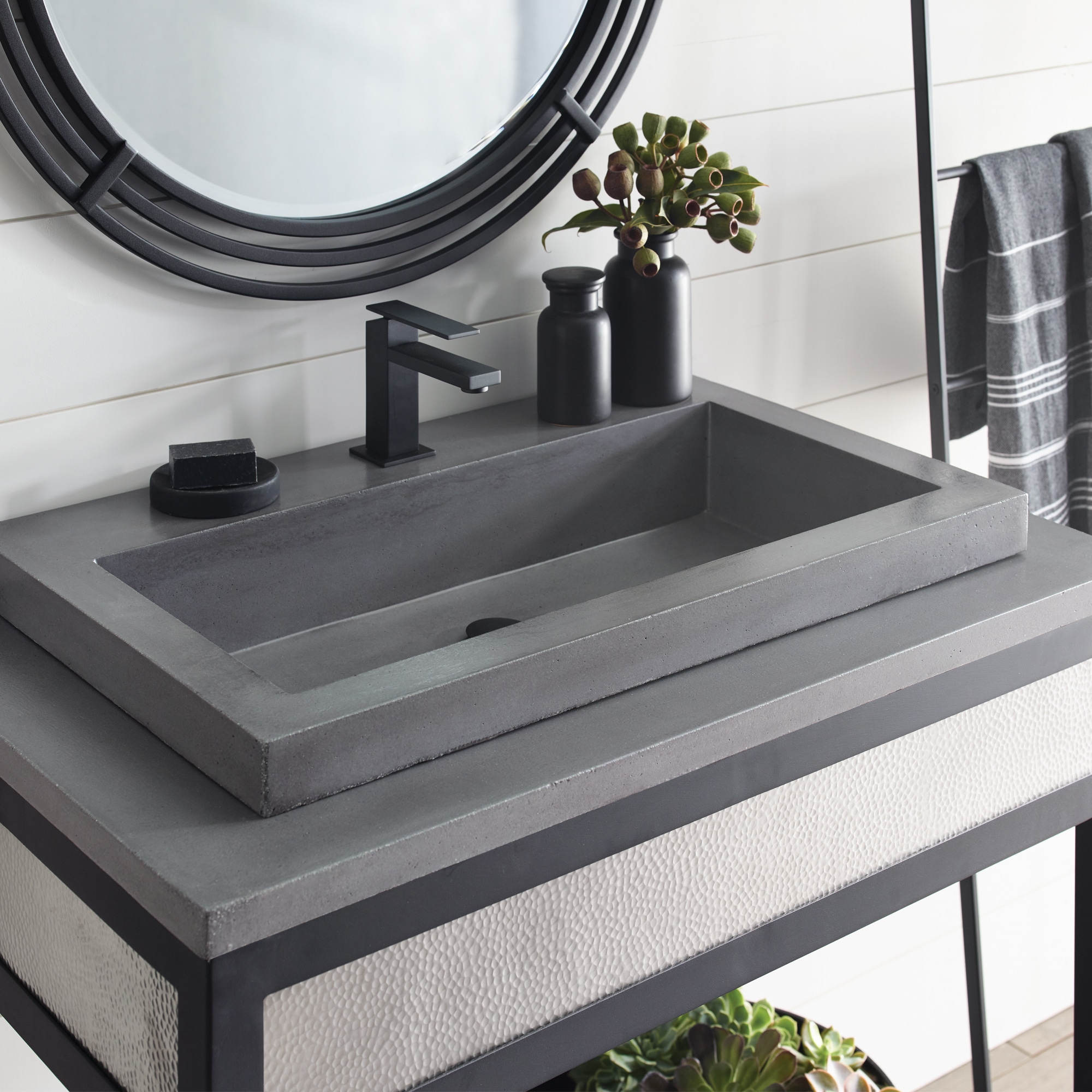 Native Trails 36" NativeStone Vanity Top in Slate- Trough with Single